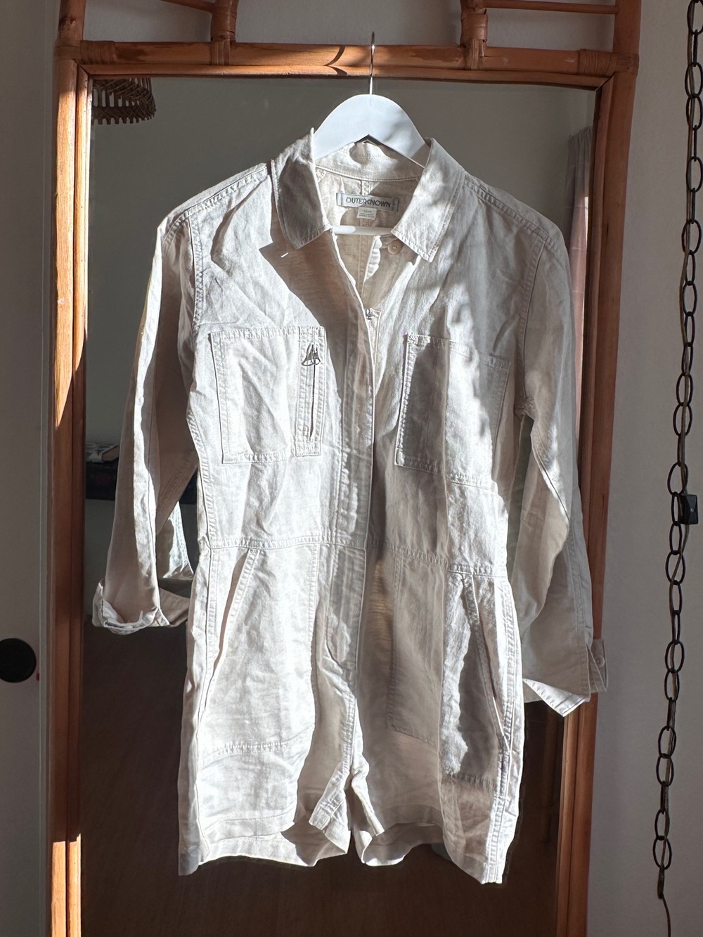 Outerknown Cream Utility Jumpsuit Romper